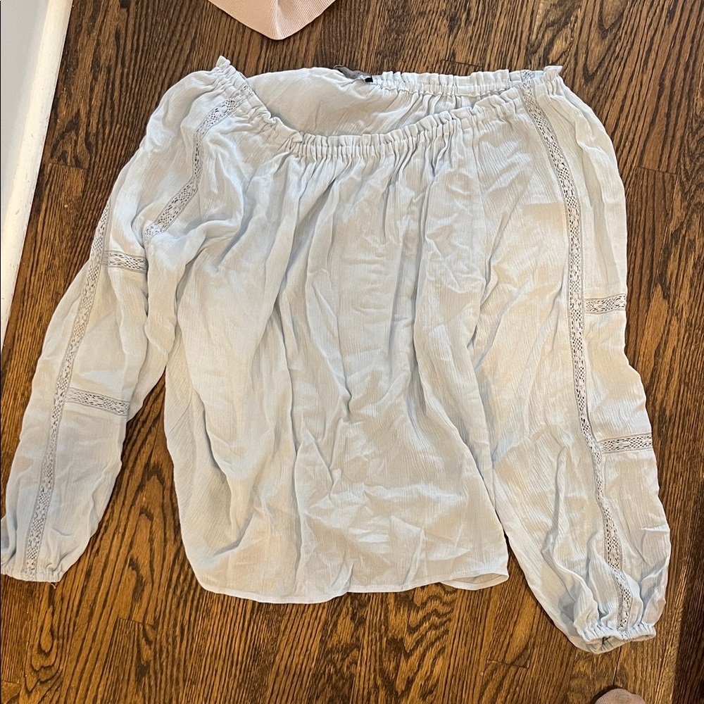 Sanctuary Light Blue Blouse with Lace Accents